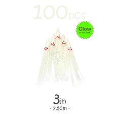 Fish WOW!® 100pcs 3" 7.5cm Squid Skirt Octopus Hoochies Lures Glow in the Dark