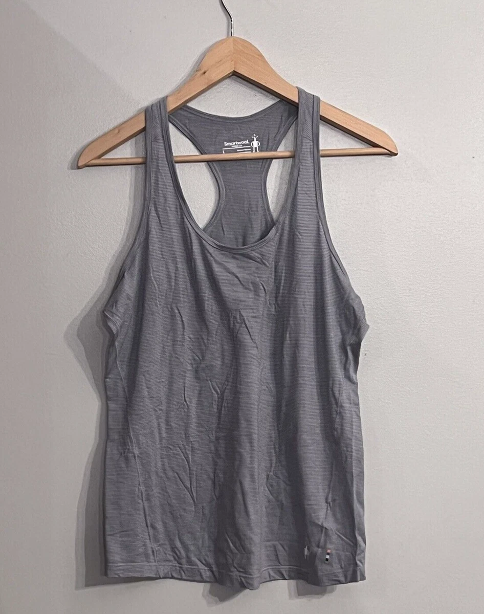 SMARTWOOL W's Merino Sport 150 Racerback Tank Top Shirt MircoStripe Gray  Large L