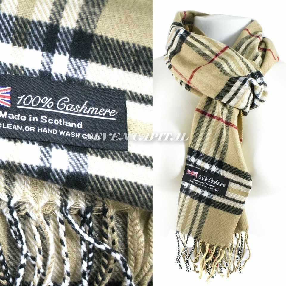 Green Plaid Scarf 100% Cashmere Plaid Scarf - Unisex Winter Scarf Made In Scotland, Solid & Striped 100 Cashmere Scarf Made In Scotland - Foto 2