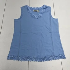 Collections Etc Blue Lace Trimmed Tank Women’s Size Medium New