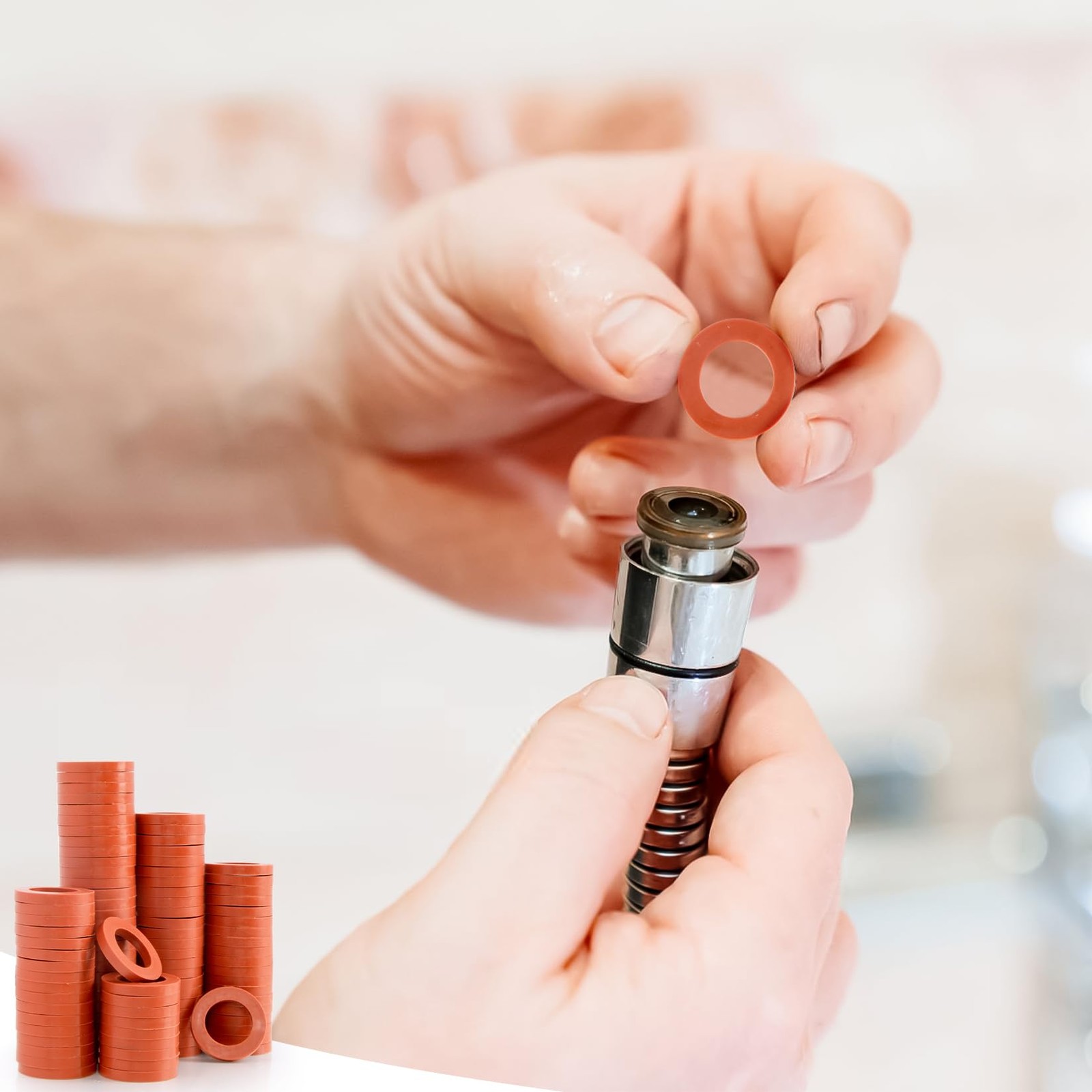 RAINFLOW Garden Hose Rubber Washers-80 PCS Red Washer,Heavy Duty Rubber Gasket