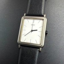 Seiko 6531-5140 Quartz Tank Watch White Roman Dial Men's Running Japan
