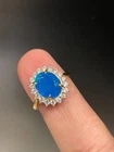 Natural Blue Opal Halo Sterling Silver Ring for your Wife