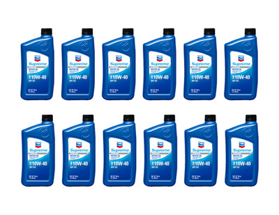 Chevron Supreme 10W-40 Motor Oil, Case of 12 - 1 Quart Bottles