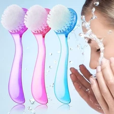 3pcs Facial Cleansing Brushes Soft Bristle Exfoliators for Skincare 3 Colors