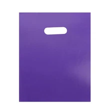 SSWBasics Purple Plastic Merchandise Shopping Bags with Die Cut Handles