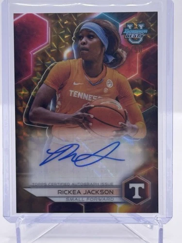 2023-24 Bowman Best University RICKEA JACKSON GOLD GEOMETRIC REFRACTOR AUTO /50