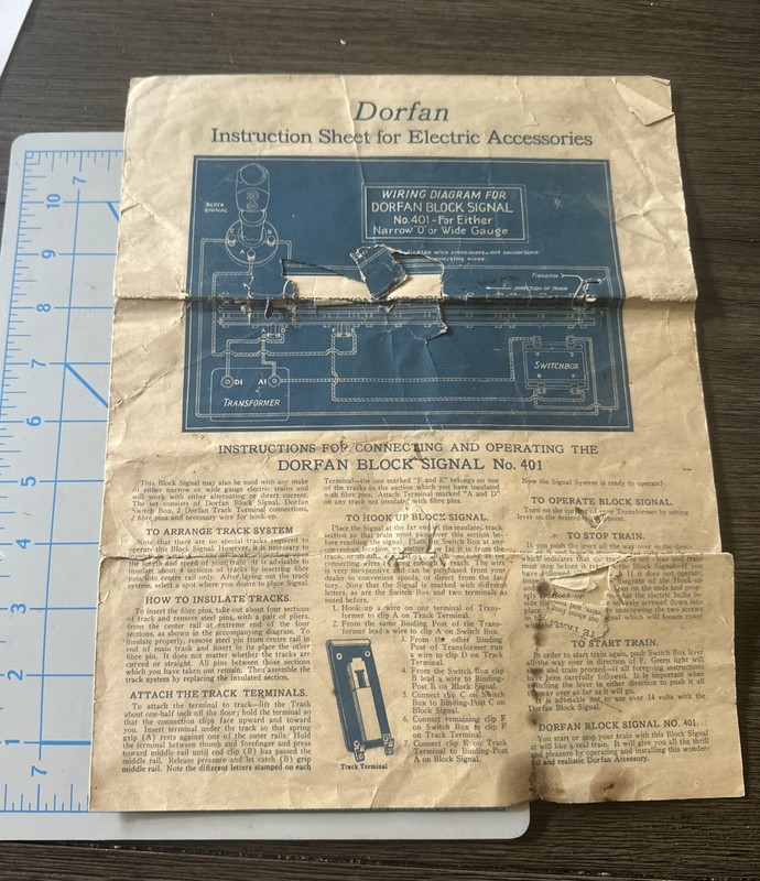 1927 Dorfan Company Electric Toy Train INSTRUCTION PAMPHLET Original Rare VTG