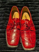 Gliders by Liberty Mnes Size 7 Embossed Crocodile Leather Red Dress Shoes
