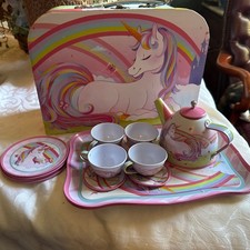 Magical Unicorn Tea Set for Kids - 15-Piece Play Kitchen Set with Carrying Case