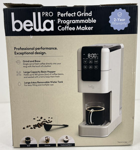 bella PRO Programmable Single-Serve Coffee Maker with Burr Grinder Oatmilk, Used
