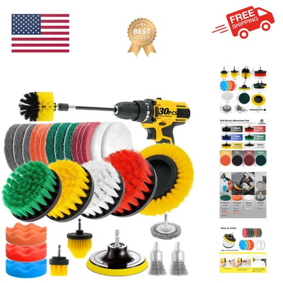 #ad 30 Piece Drill Brush Attachments Set Scrub Pads amp; Sponge amp; Wire Brush for Dr... $39.99