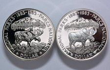 Two (2ea) Uncirculated 1985 (Satin & Gloss) Canadian Silver Dollar 36mm Coins #2