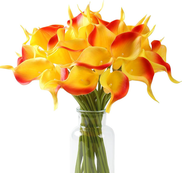 Calla Lilie KüNstlich Blumen Orange Lilie Kunstblumen Blume Brautstrauß FüR Hoch-image