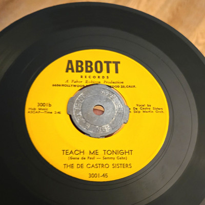 De Castro Sisters Abbott Teach Me Tonight/It's Love 7'' 45 RPM Vinyl 3001-45