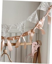 Bow Garland Pre-Assembled  Silk Satin Bow Banner for Coquette 6ft Peach