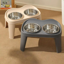 Elevated Dog Feeder Dogs Bowls Foldable Raised Stand with Double Stainless Steel