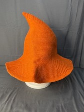 Halloween Wizard Hat Women Witch Hat Top Pointed Caps Big Brim Wool Hat Orange