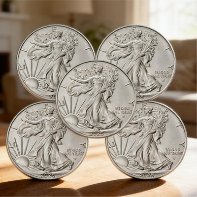 #ad Lot of 5 U.S. Mint 999 2025 1 oz American Eagle Coin $71.31