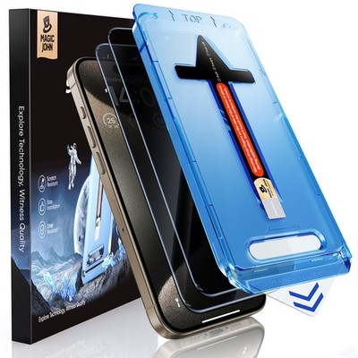 MAGIC JOHN 2 Pack for Privacy iPhone 15 Pro Max Screen Protector Tempered glass