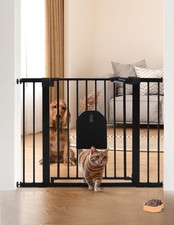 Auto Close Baby Gate with Cat Door,29-43" Metal Gate for Doorway,Stairs, Hous...
