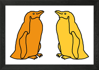 Gerahmtes Wandbild Gold und gelbe Pinguine Poster Leinwanddruck Bild