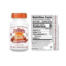 Zellie'S | 100% Xylitol Cinnamon Chewing Gum | No Aspartame, Gluten Free, Vegan