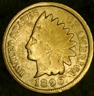 1896 American Indian Head Cent Circulated Brown Philadelphia Mint Penny.