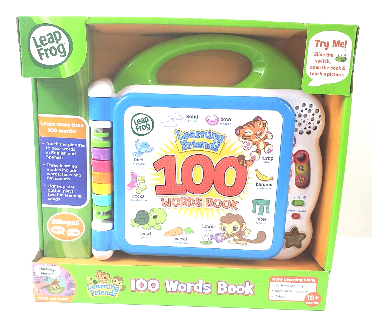 Leapfrog Learning Friends 100 Words Book English Spanish 18+ Months New  Tested | eBay