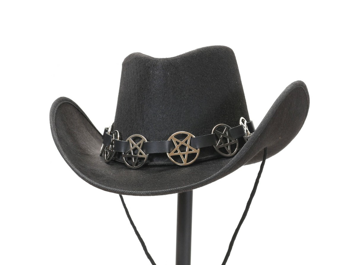 Fashion Matte Black Gucci Cowboy Hat Cowboy Hat With Pentagram