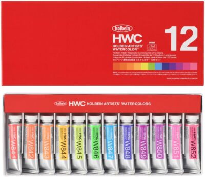 Holbein Künstler Aquarell Leuchtend Set 12 Farben 15ml Tuben W894 Japan Neu