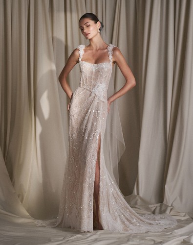 Brautkleid Hochzeitskleid Spitze Aufkleber Pailletten Duchesse 36 38 40 42 44 46 - Bild 7 von 12