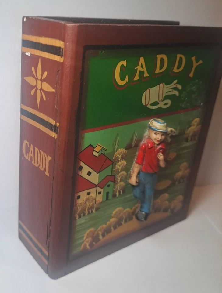 Caddy Golf Themed Timber Hand Painted Book Box 3D Character Wooden Gift Man Cave - Image 2 of 4