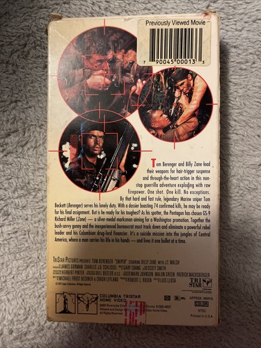 Sniper VHS 1993 Classic War Action Tom Berenger A1 - Foto 2 di 2