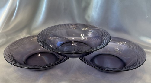 Pyrex Festiva Amethyst Glass Soup/Salad Bowl W/Swirl Rim 7.5" Set Of 3 - Picture 5 of 16