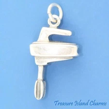 Handheld Electric Mixer 3D 925 Solid Sterling Silver Charm Kitchen Baking Baker