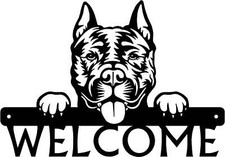 American Staffordshire Terrier Detailed Dog Face Welcome Sign or Custom Name
