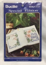 Bucilla Special Edition Bible Cover Stamped Cross Stitch Kit 64201 Lilies NIP