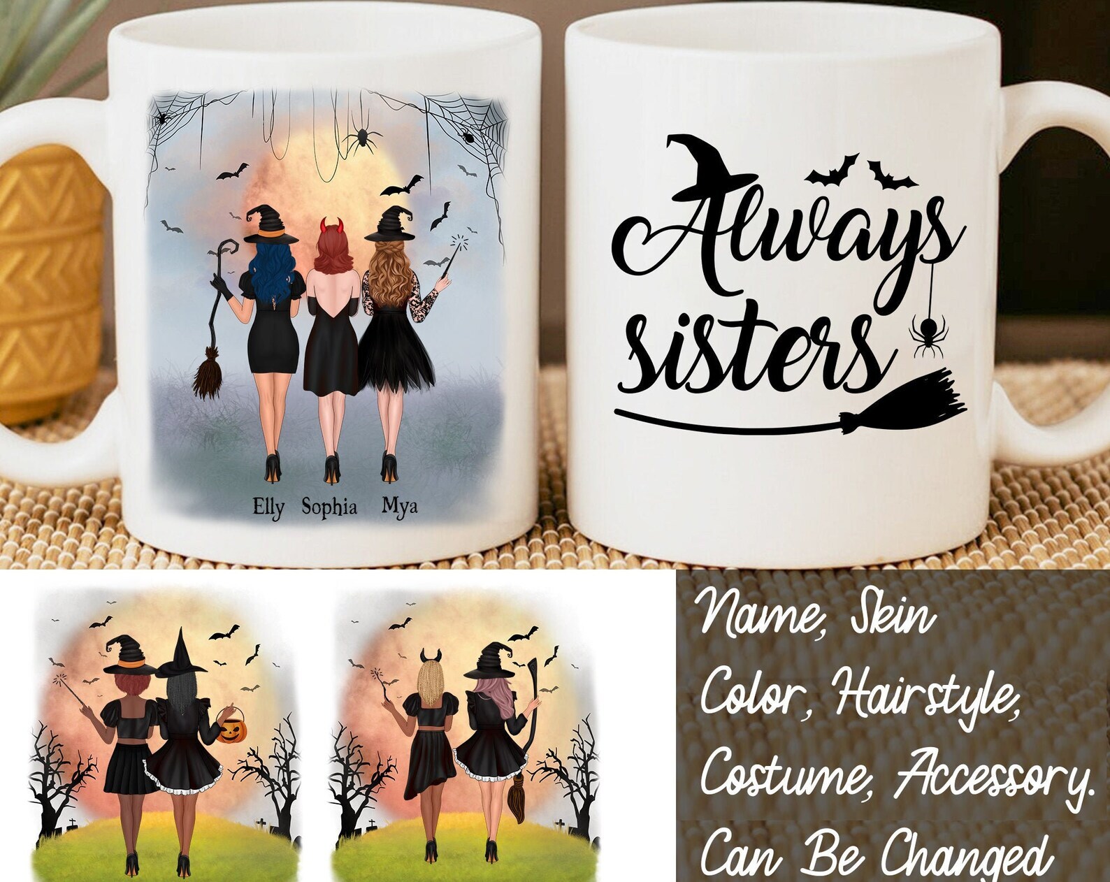 Always Sisters Mug Always Bestie Mug Always Sisters Halloween Personalized Witch