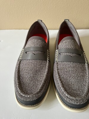 Cole Haan 4.ZEROGRAND Stitchlite Grey Knit Leather Penny Loafer Men\'s Size 10.5 Cole Haan 4.ZeroGrand Stitchlite Penny Loafers Silver Gray  main image 2