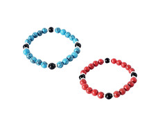 Men Tribal Turquoise Silver Agate Bracelet Red Silver Agate Bracelet