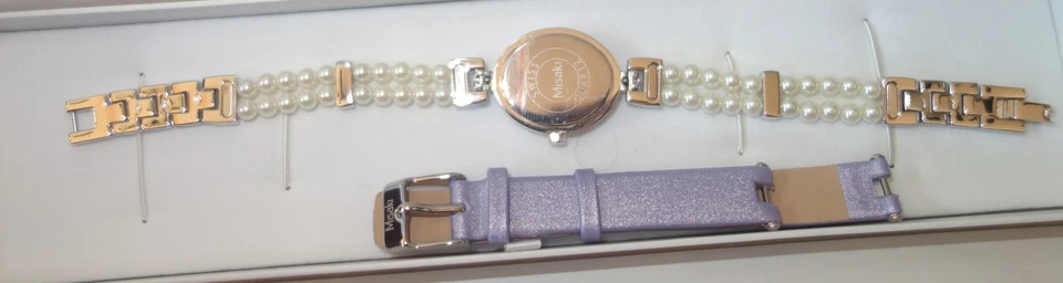 MISAKI Reloj Mujer Suizo Cuarzo Acero Inoxidable con Perlas y Dos Correas Nuevo Foto 3 de 3