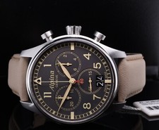 Alpina Startimer Pilot Big Date Chronograph Quartz Steel Watch +Docs AL372BGR4S6