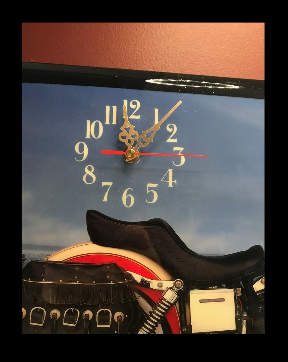 VINTAGE HARLEY DAVIDSON WOOD LACQUERED WALL ART WITH CLOCK | eBay