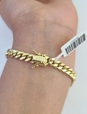 10K Gold HOLLOW Miami Cuban Bracelet 6mm 8" inch 10Kt Box Lock Real