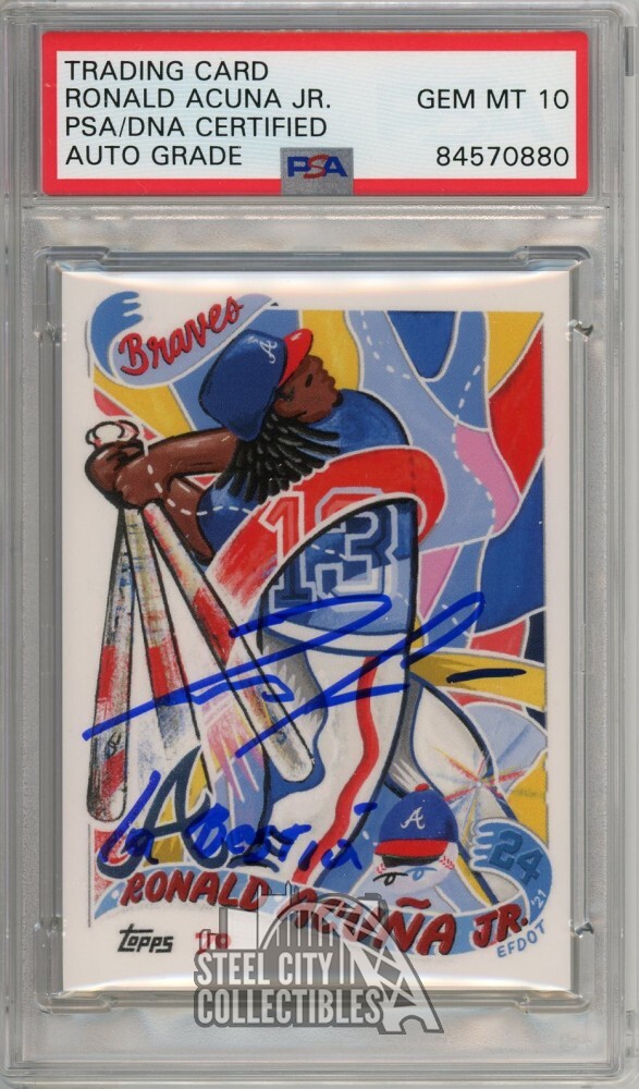 Ronald Acuna Jr 2021 Topps Project 70 Auto "La Bestia" 130 PSA/DNA 10 (Blue Ink)