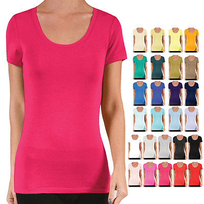 NE PEOPLE Women's Light Weight Basic Solid Cotton Scoop Neck T shirt [NEWT131]