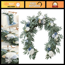 6ft Artificial Eucalyptus Garland with Flowers - Faux Greenery Vine for Wedding,