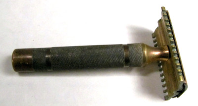 Gillette Vintage Antique Brass Metal Open Comb Safety Razor Made in USA