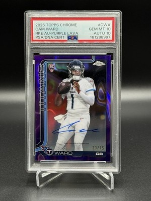 2025 Topps Chrome - Rookie Autographs Cam Ward #RA-CWA Purple  Refractor /75